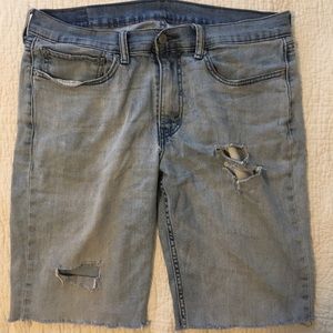 Distressed jean shorts